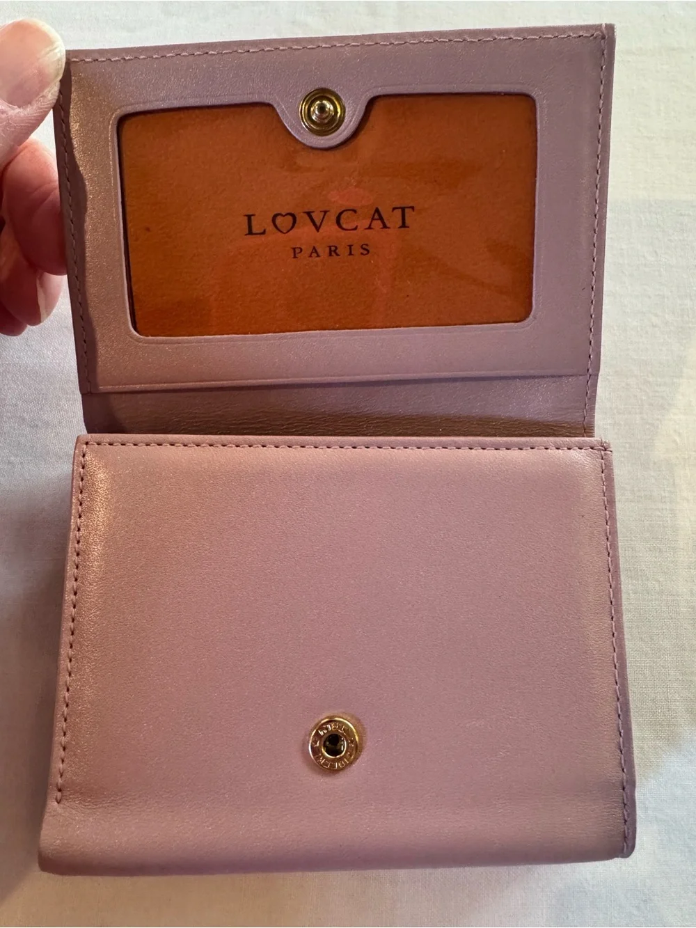 Lovecat Trifold Leather Wallet, Pink with Ruffles